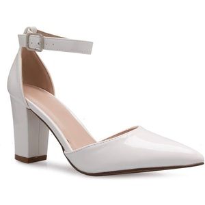 White Patent Retro Block Costume Heels NEW